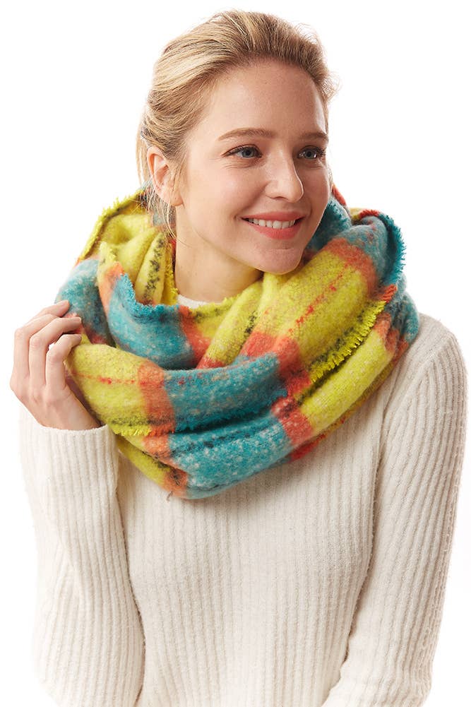 Hana - Wholesale Scarf - Women's - Colorful Plaid Infinity Scarf5