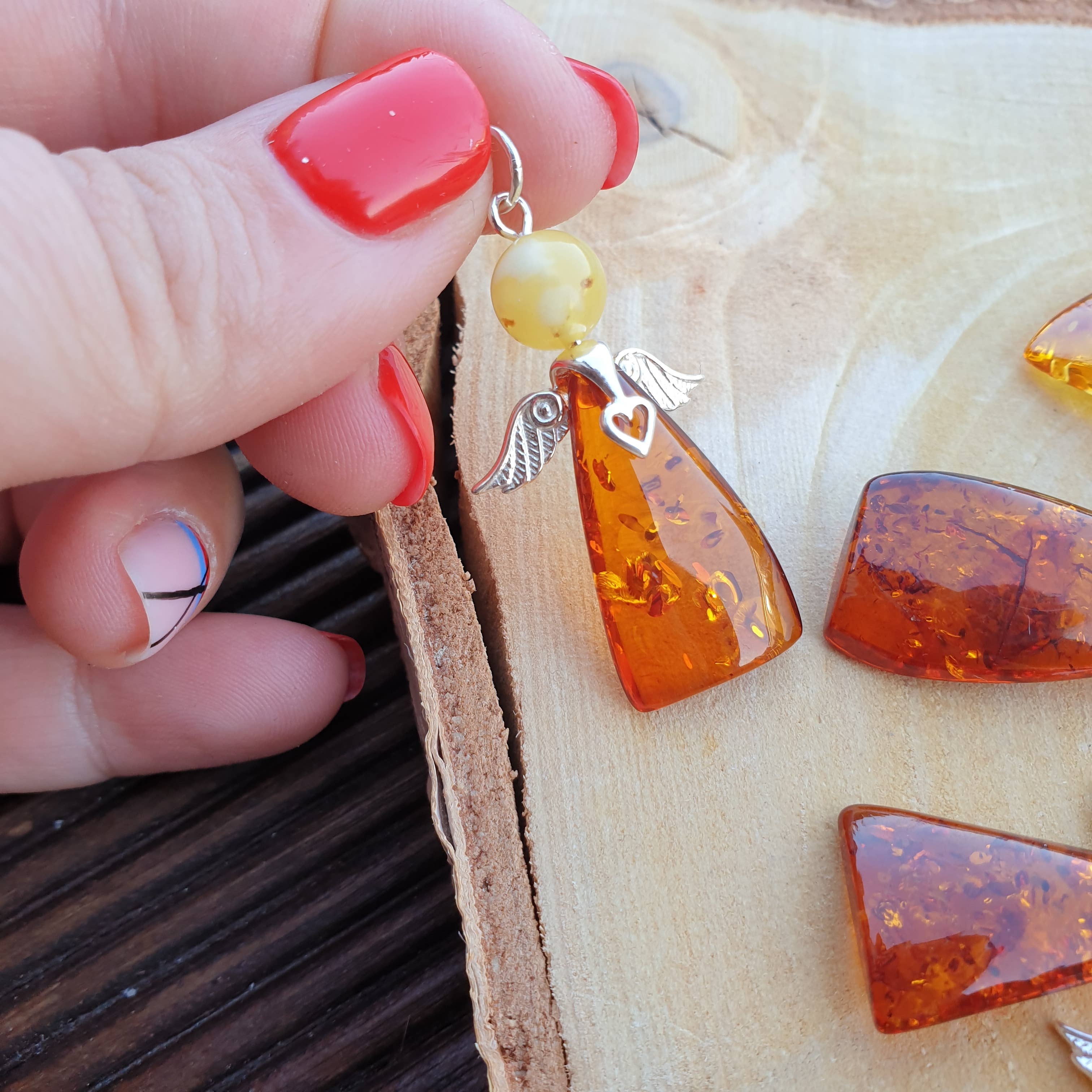 AmberLithuania - Wholesale Pendant/Charm Necklace - Angel necklace Gemstone Angel pendant Baltic Amber handmade3