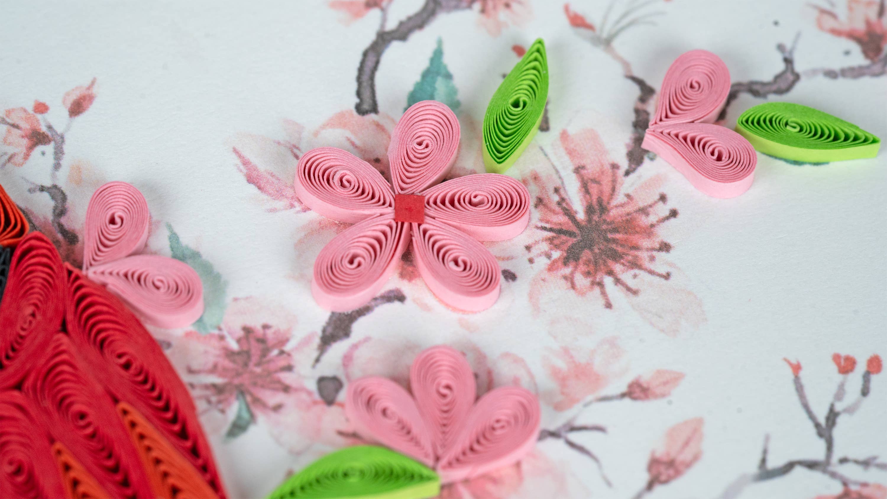 Quilling Card - Wholesale Everyday Greeting Card - Quilled Cardinal & Cherry Blossom Greeting Card1