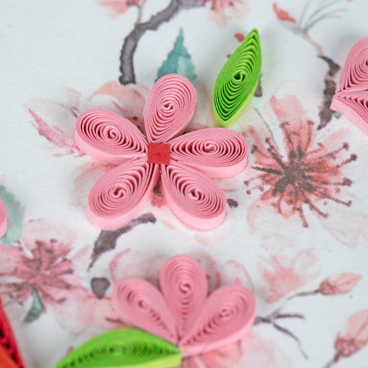 Quilling Card - Wholesale Everyday Greeting Card - Quilled Cardinal & Cherry Blossom Greeting Card1