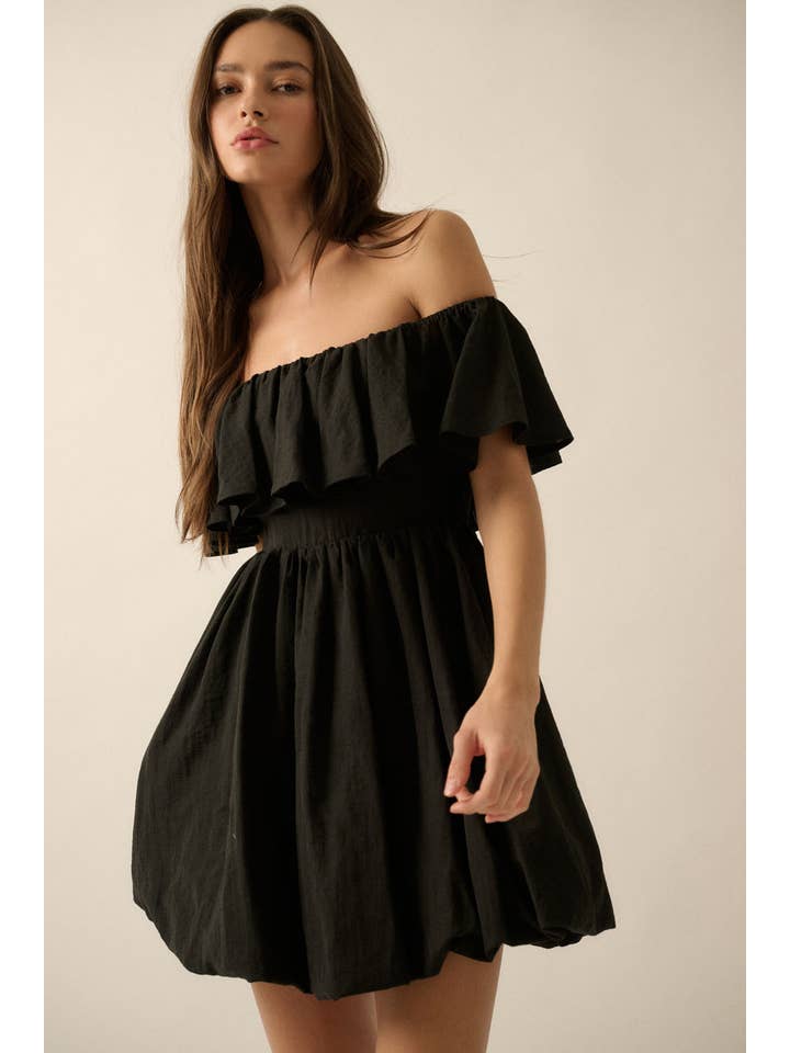 Promesa USA - Wholesale Dress - Women's - Linen-Blend Strapless Flounce Bubble Mini Dress