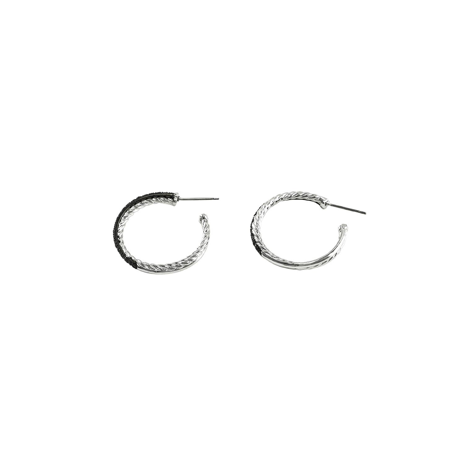 Laudic Co - Wholesale Hoop Earrings - Black Cubic Zirconia Hoops1