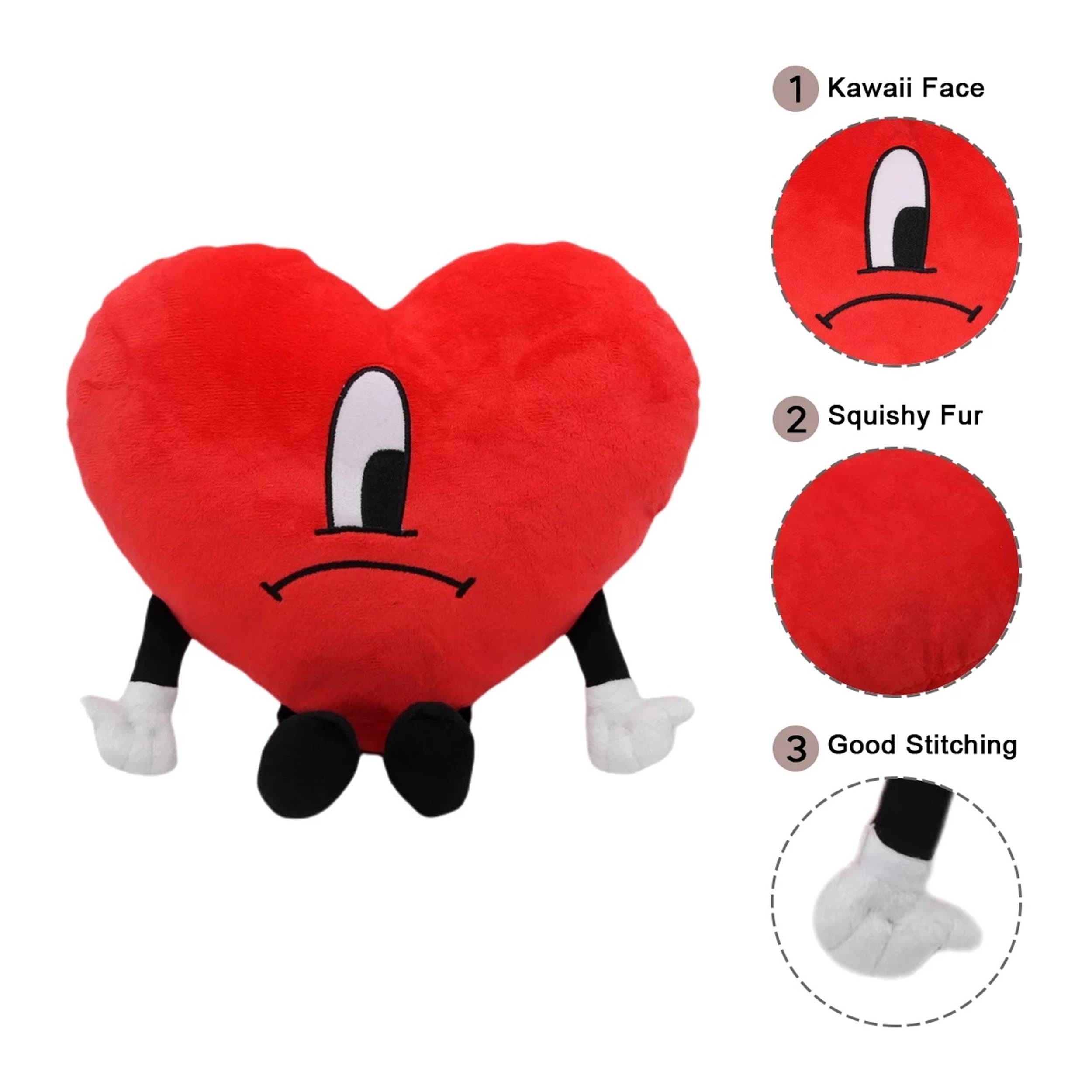 JSBlueRidge Toys - Wholesale Keychain - Unisex - Sad Heart Soft Plush Stocking Stuffer Keychain Toy4
