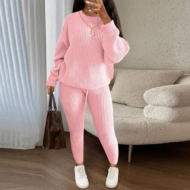 Rosa Clothing - Wholesale Top & Pant Set (NOT Loungewear) - Women's - Fashion Casual Knitted Sweater Trousers Set 12 Colors9