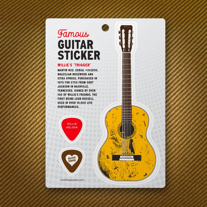Gitarrklistermärke - Willie Nelson för wholesale av Sweet Bippy Press