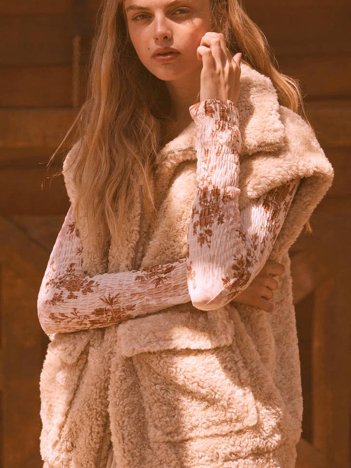 Colete de bolso com zíper em pele sintética maciça por atacado de Promesa USA