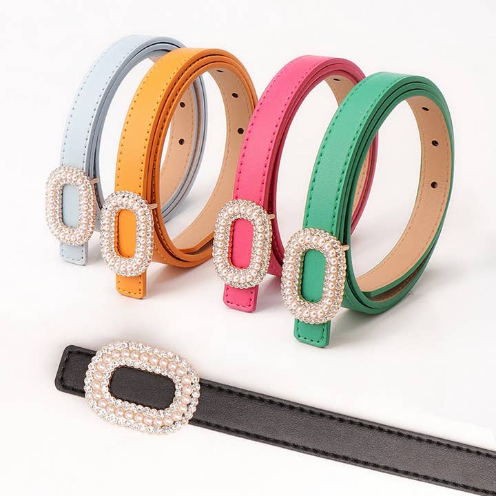 ACCITY - Wholesale Belt - Women's - CLASSIC VINTAGE RHINESTONE PEARL BUCKLE BELT_CWABE0389