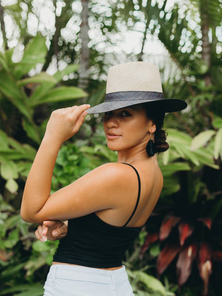 Riley 3" Krempe Panama Unisex Zweifarbige Strohhüte für den Großhandel von Shebobo