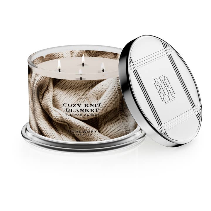 Cozy Knit Blanket 4-wick Candle for wholesale by HomeWorx by Slatkin + Co.