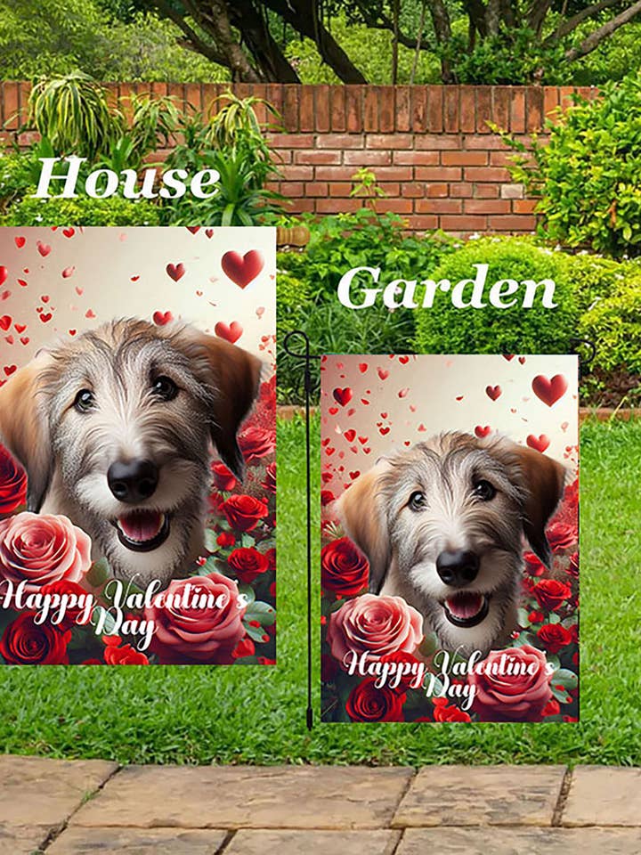 Drapeau de Jardin Valentine - Irish Wolfhound Fauve pour la vente par Best of Breed Products