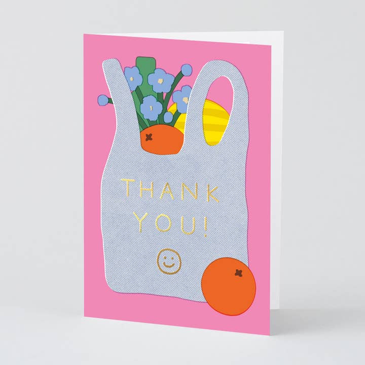 Wrap (US duties paid) – Engroshandel Takkekort – „Tak til indkøbspose“ lykønskningskort0