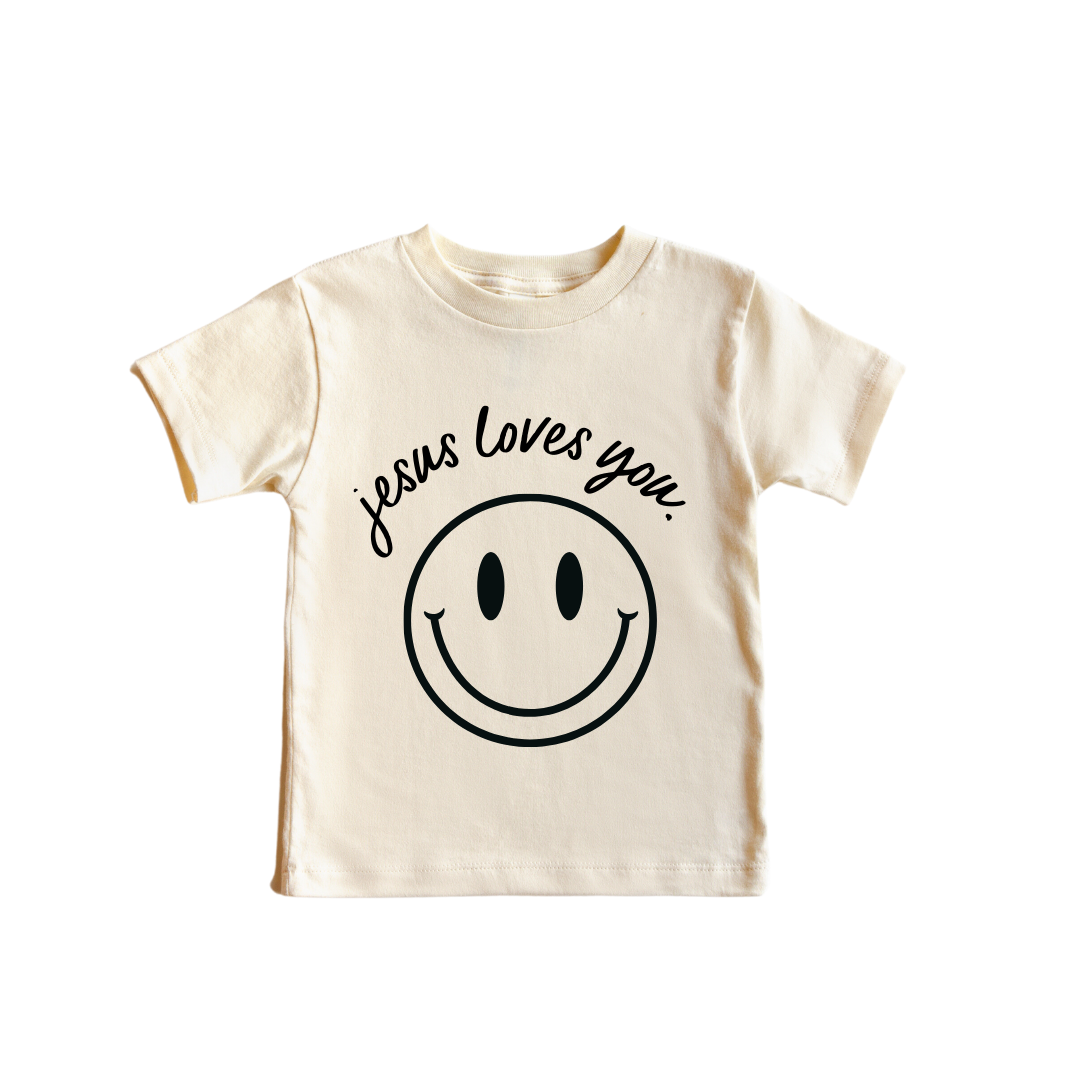 SBG Co. – wholesale Screen-printed t-shirt – Kids – Jesus Loves You Smiley Youth Tee3