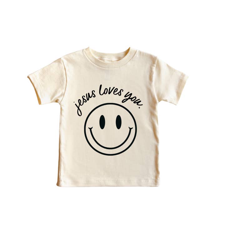 SBG Co. – wholesale Screen-printed t-shirt – Kids – Jesus Loves You Smiley Youth Tee3