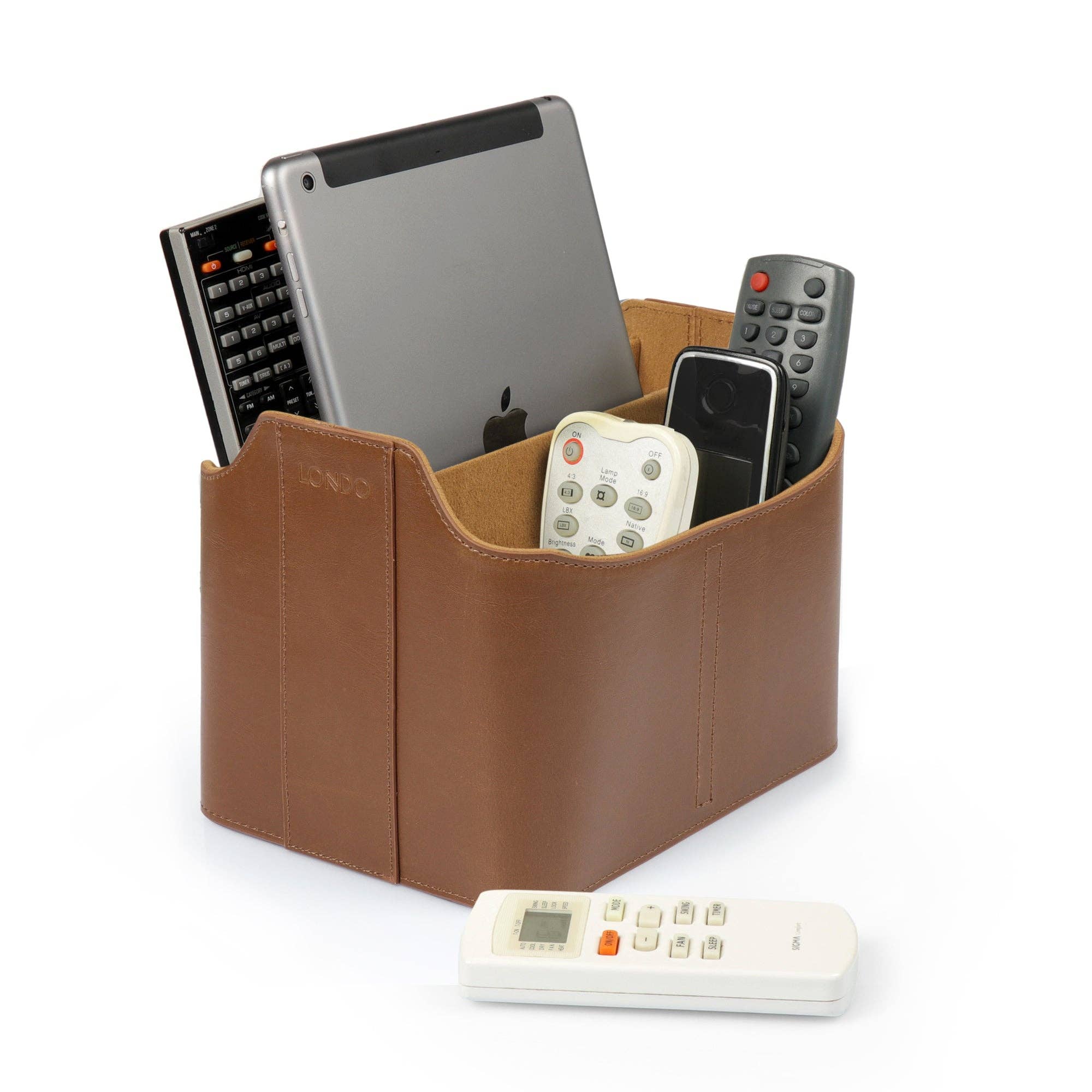 Londo - Wholesale Desk Organizer - Londo Leather Remote Control Organizer and Caddy with Tablet Slot25