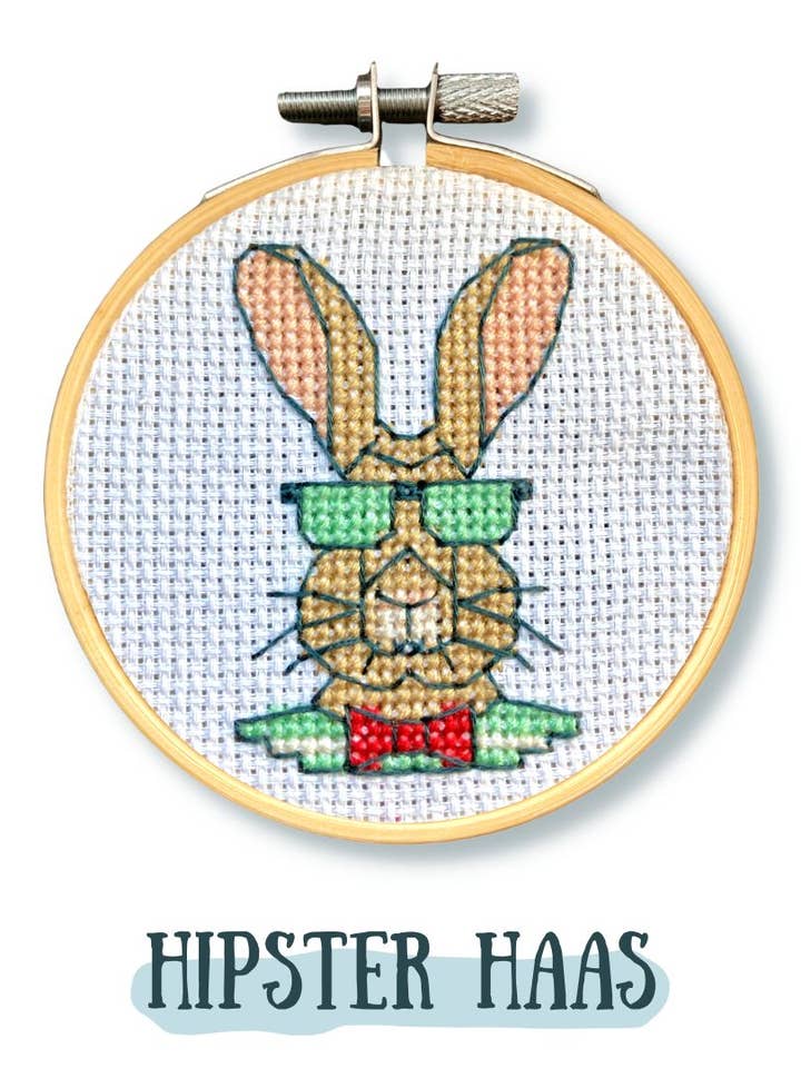 Hipster Hare | Cross-stitch kit for wholesale by Miestanget