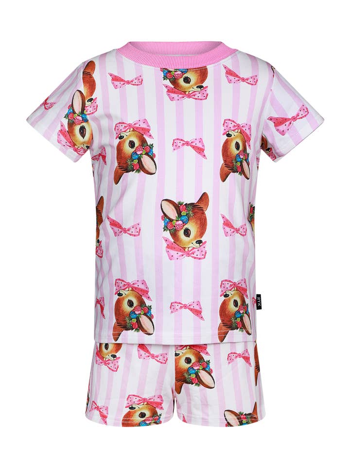 OH DEER ROZE SNOEPSTREEP PIPPA PJ SLAAPSET voor wholesale door Rock Your Baby