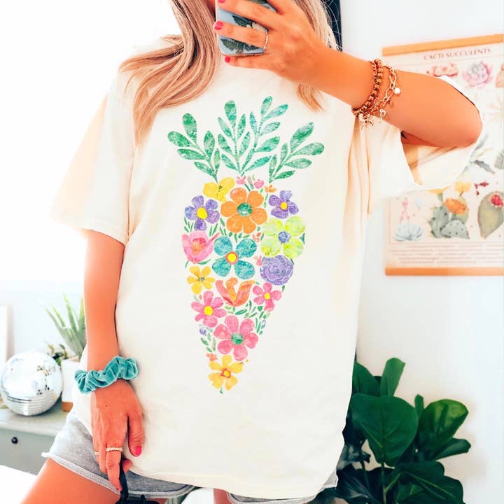 Floral Carrot Shirt for wholesale by Blazing Oaks Clothing Company