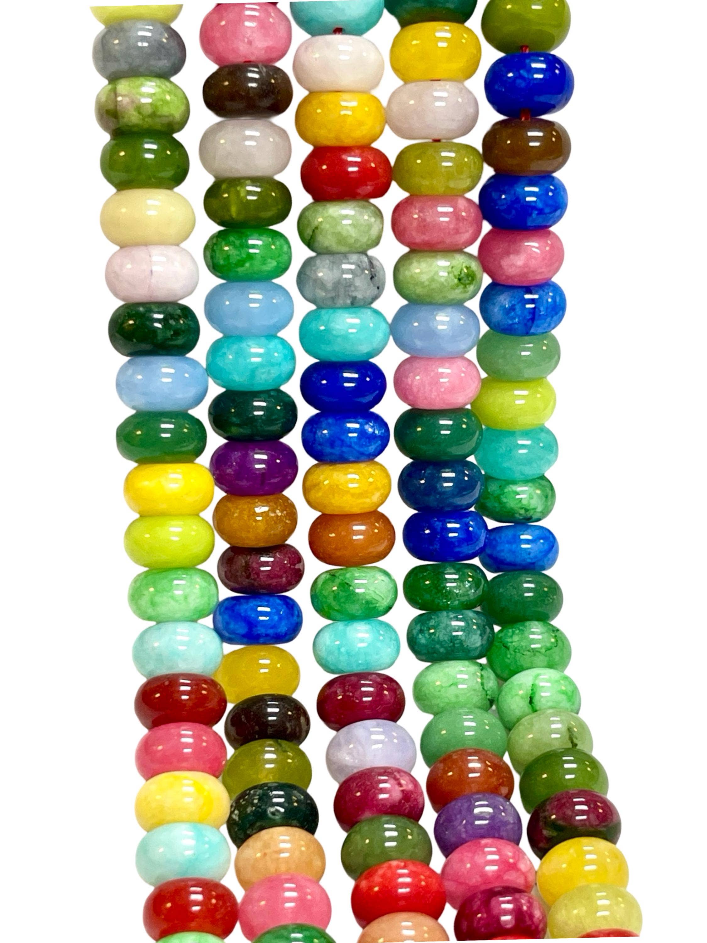 TRIVENI USA INC - Wholesale Beads - 10mm Multi Color Rainbow Quartz Gemstone Smooth Rondelle1
