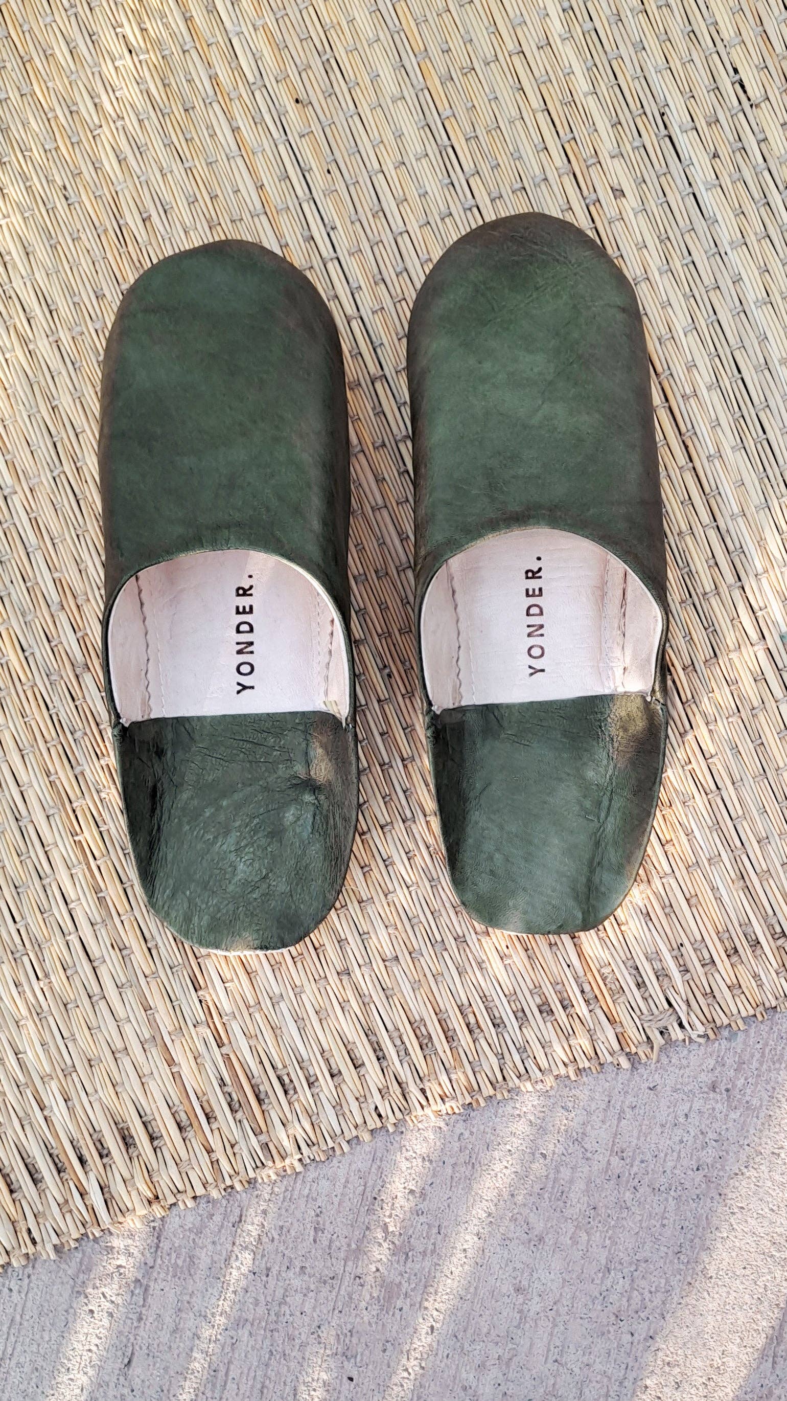 YONDER. - Wholesale Slippers - Unisex - Leather Babouche Slippers | Olive1
