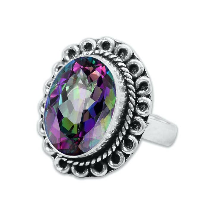 Handmade Jewels - Wholesale Cocktail/Statement Ring - Mystic Topaz Rings For Women Rainbow Mystic Topaz Crystal Handmade Rings Jewelry8