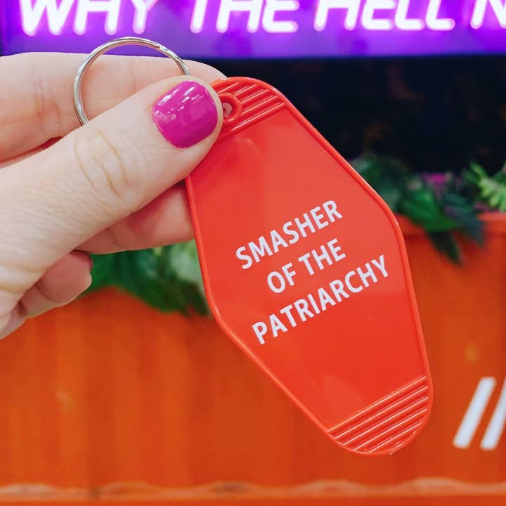 Smasher of the Patriarchy Feminist Keychain in Red for wholesale by GetBullish