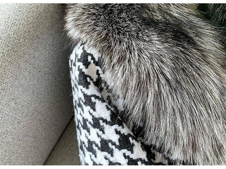 Productseeker – Casaco de pele/imitação de pele - Mulher por atacado – JK101Y Chic Houndstooth Casaco de Pele Faux - Curto e Estiloso7