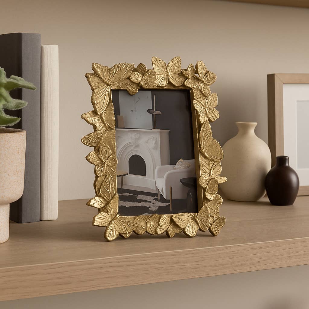 Sagebrook Home - Wholesale Picture Frame - Photo Frame - Gold Resin Butterflies Border,  4x6 in.1