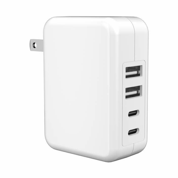 4-ports USB 20W vægoplader - 2x USB-C, 2x USB-A- detailpakke for engroshandel hos LAX Gadgets