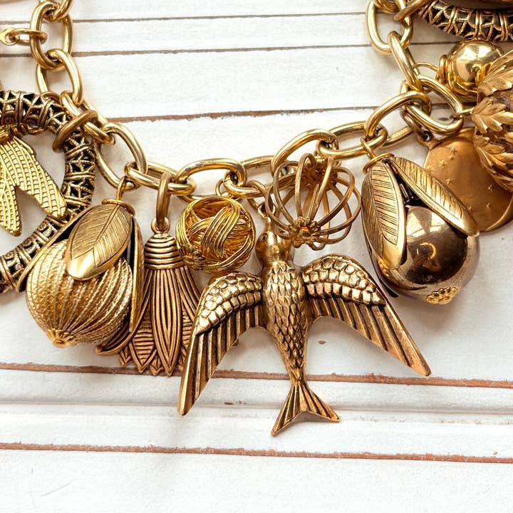Lenora Dame - Wholesale Charm/Dangle Bracelet - Vintage Inspired Gilded Charm Bracelet1