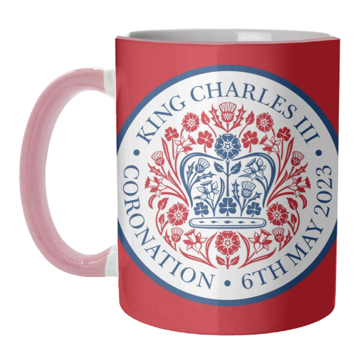 ART WOW – Großhandel Kaffeebecher – Tassen „King Charles“, Krönungsemblem, rot2