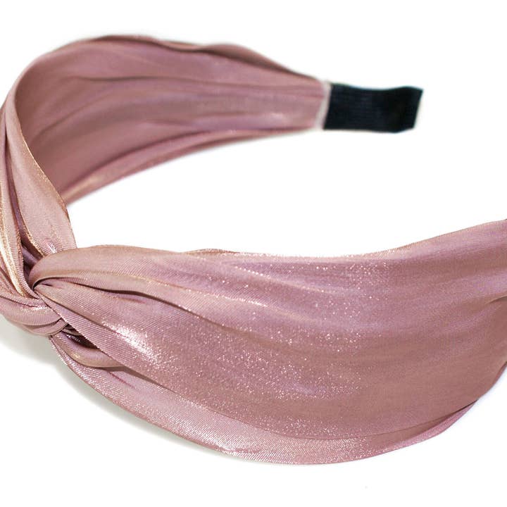 Shimmer Chiffon Turban Alice Band - HAB359 BLUSH for wholesale by Hepburn & Co.