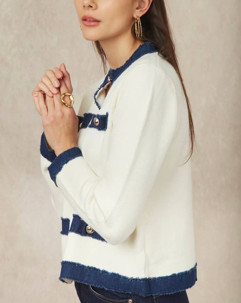 KY CREATION PARIS - Wholesale Cardigan - Women's - Knit vest with denim detail5