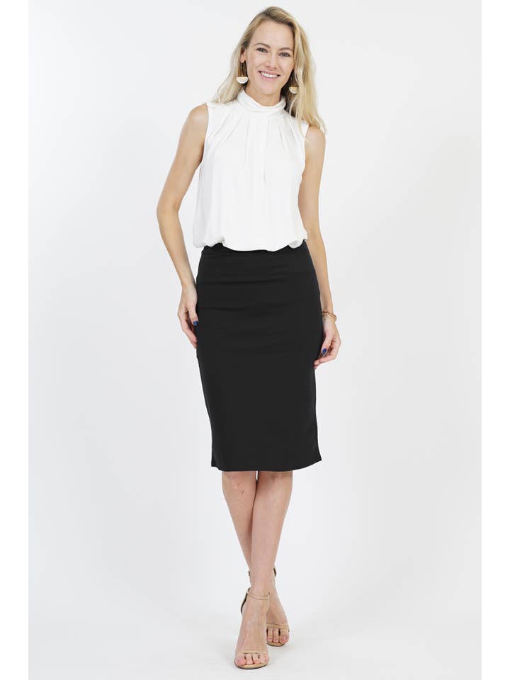 42POPS - Wholesale Skirt - Women's - ,..PONTE BASIC KNEE LENGTH PENCIL SKIRT