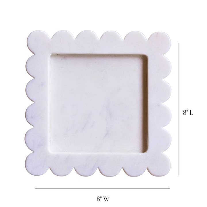 Luxe B Co - Wholesale Decorative tray - White Marble Scalloped Tray5