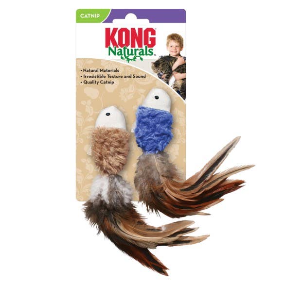 KONG® Naturals® Crinkle Fish Cat Toy 2pk Assorted for wholesale by Pet Palette Distribution