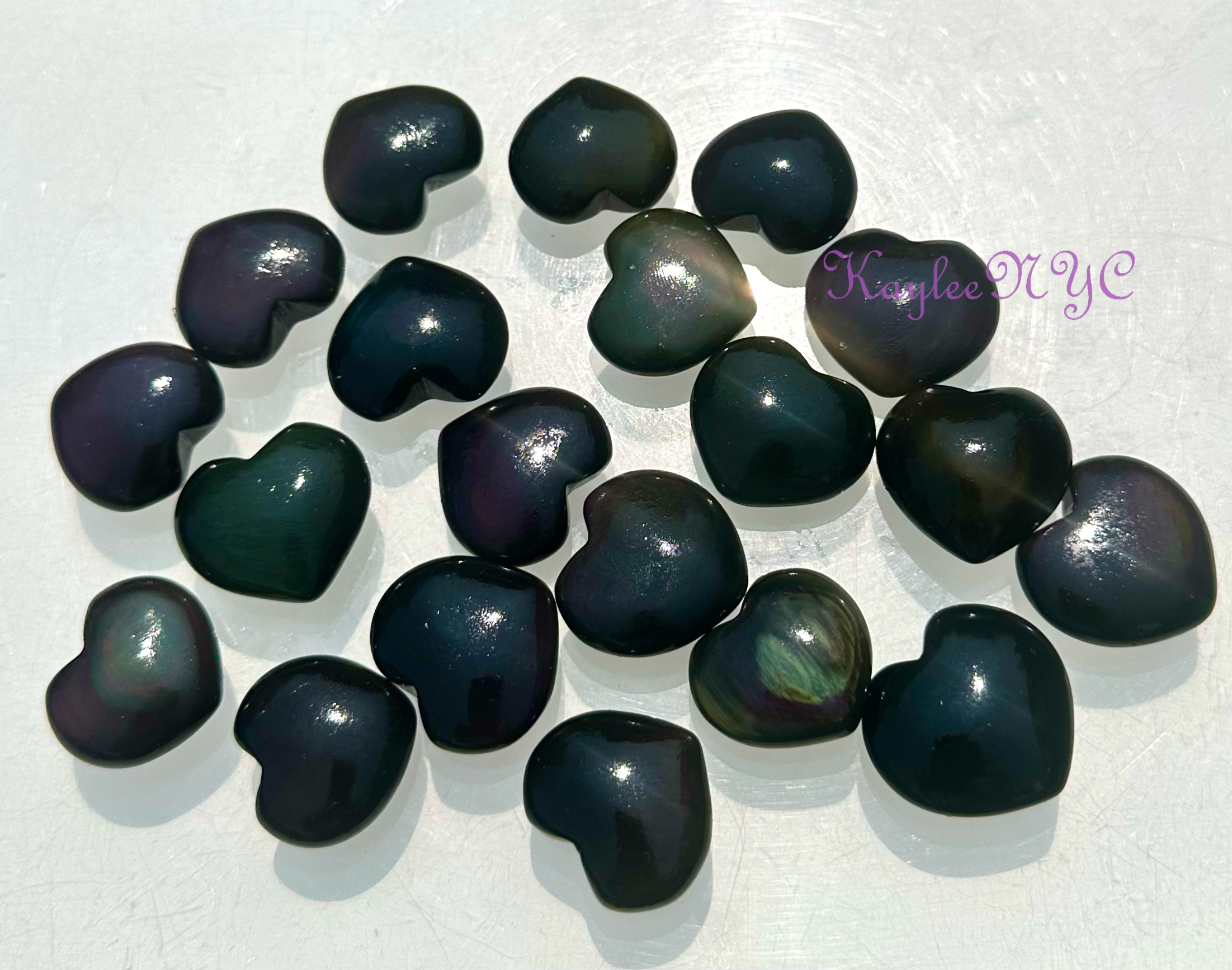 KayleeNYC - Wholesale Spiritual Stone/Crystal - Natural Rainbow Obsidian Heart 1”-1.25”3