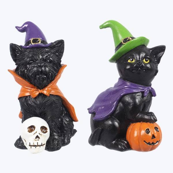 Chat décoratif en résine avec costume d'Halloween, lot de 2 pour la vente par Young's