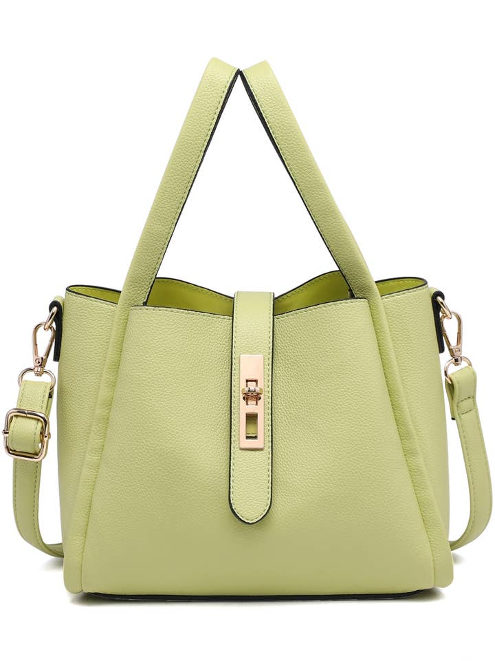 Turn Lock Structured Tote Bag with Removable Pouch Organizer for wholesale by Ellas Trading