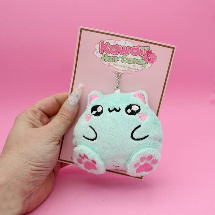 Kawaii Hair Candy - Wholesale Keychain – Women's - Kawaii Fat Cat Keychain – Chibi Plush Cat Bag Charm16