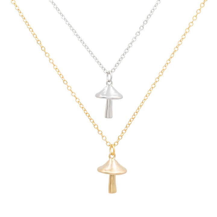 Mushroom Charm Pendant Necklace Dainty Nature Gift Giving for wholesale by Rebecca Accessories LLC