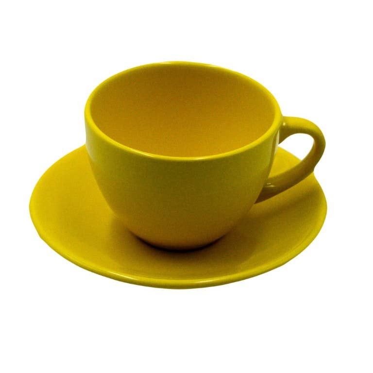 Vacchetti - Wholesale Coffee Mug - Romeo Yellow Tea Cup Set 6 Pieces with Saucer0