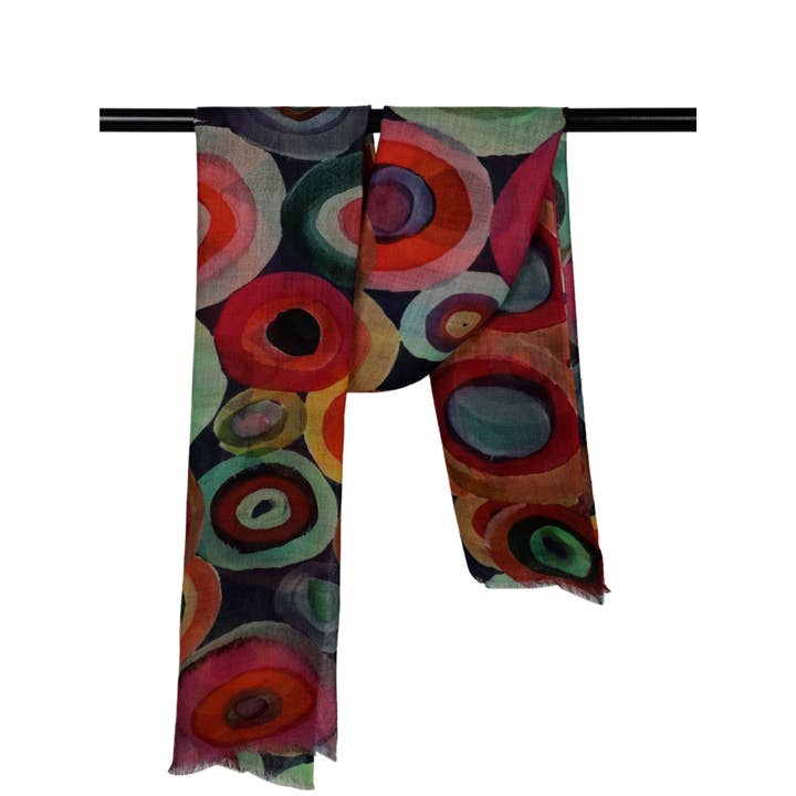 Namaskar Australia - Wholesale Scarf - Women's - Concentric Circle print Merino Silk Designer Scarf1