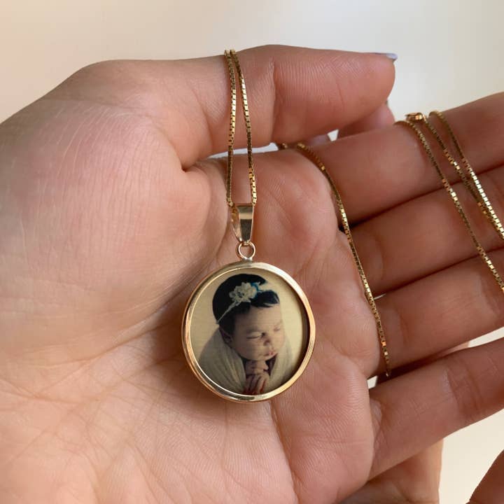 Kimiya Designs – Engroshandel Halskæde med vedhæng – Guld Foto vedhæng Disc Charm