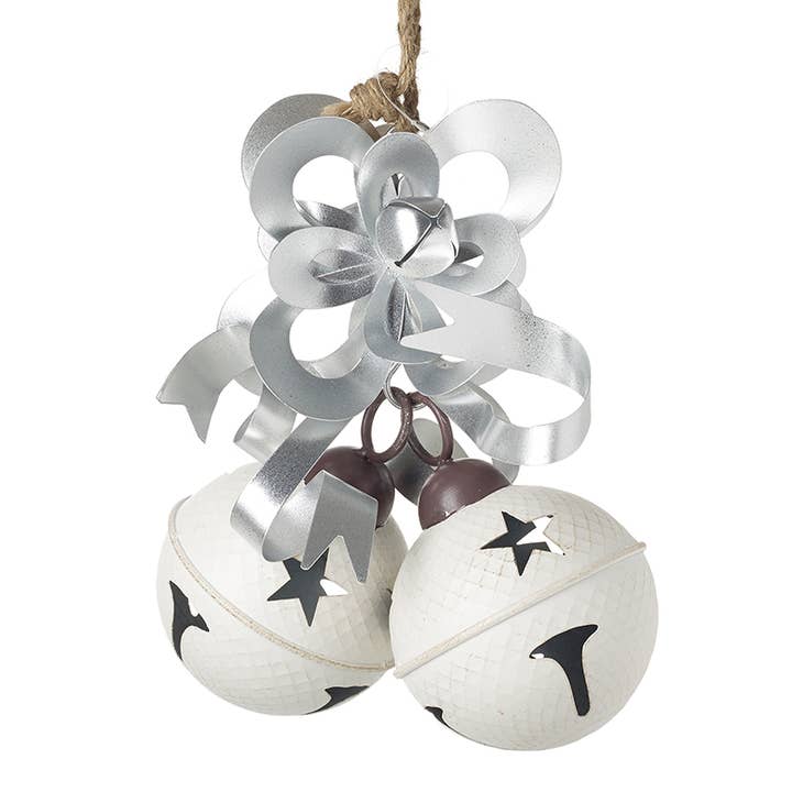 HANGING WHITE BELLS WITH SILVER BOW for wholesale by Heaven Sends