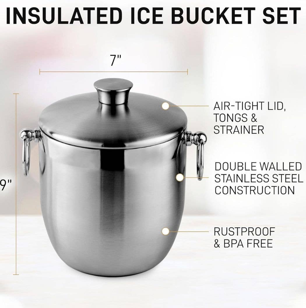 Zulay Kitchen - Wholesale Ice Bucket - DoubIe-Walled Insulated Ice Bucket with Tongs - 3 Liter5