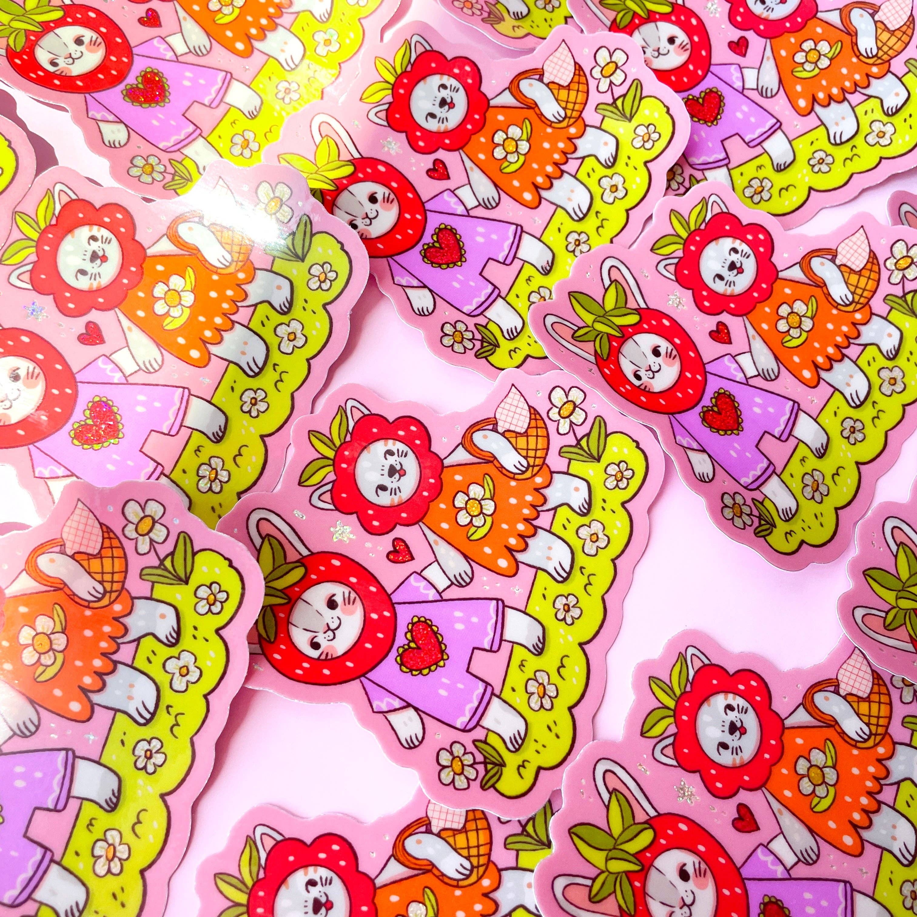 Illustrated By Natalia - Wholesale Sticker - Strawberry Friends ✷Shimmery Sticker✷2