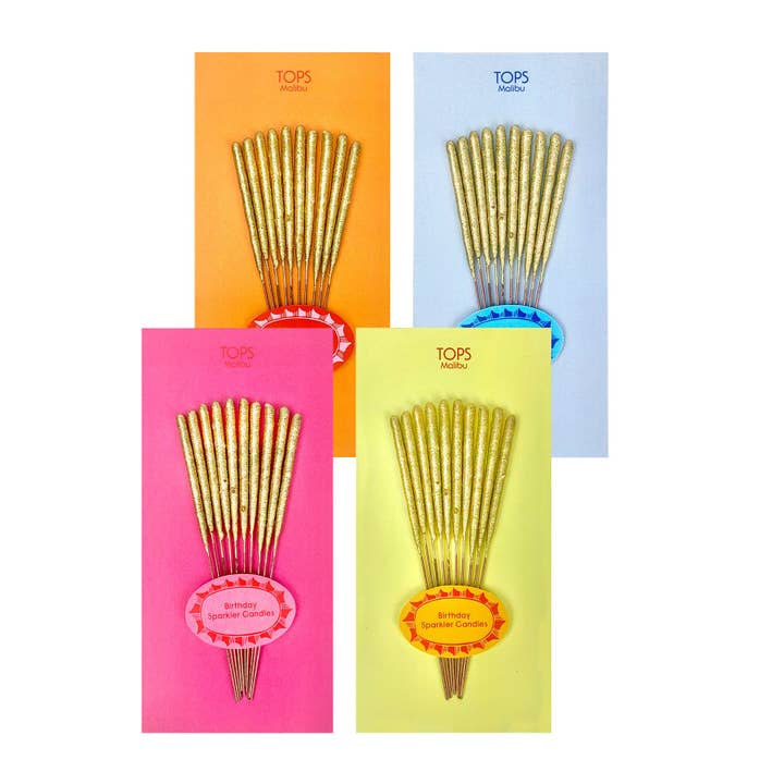 TOPS Malibu - Wholesale Sparkler - Mini 4" Gold Sparkler Candles - Birthday - Set of 10 - Asst