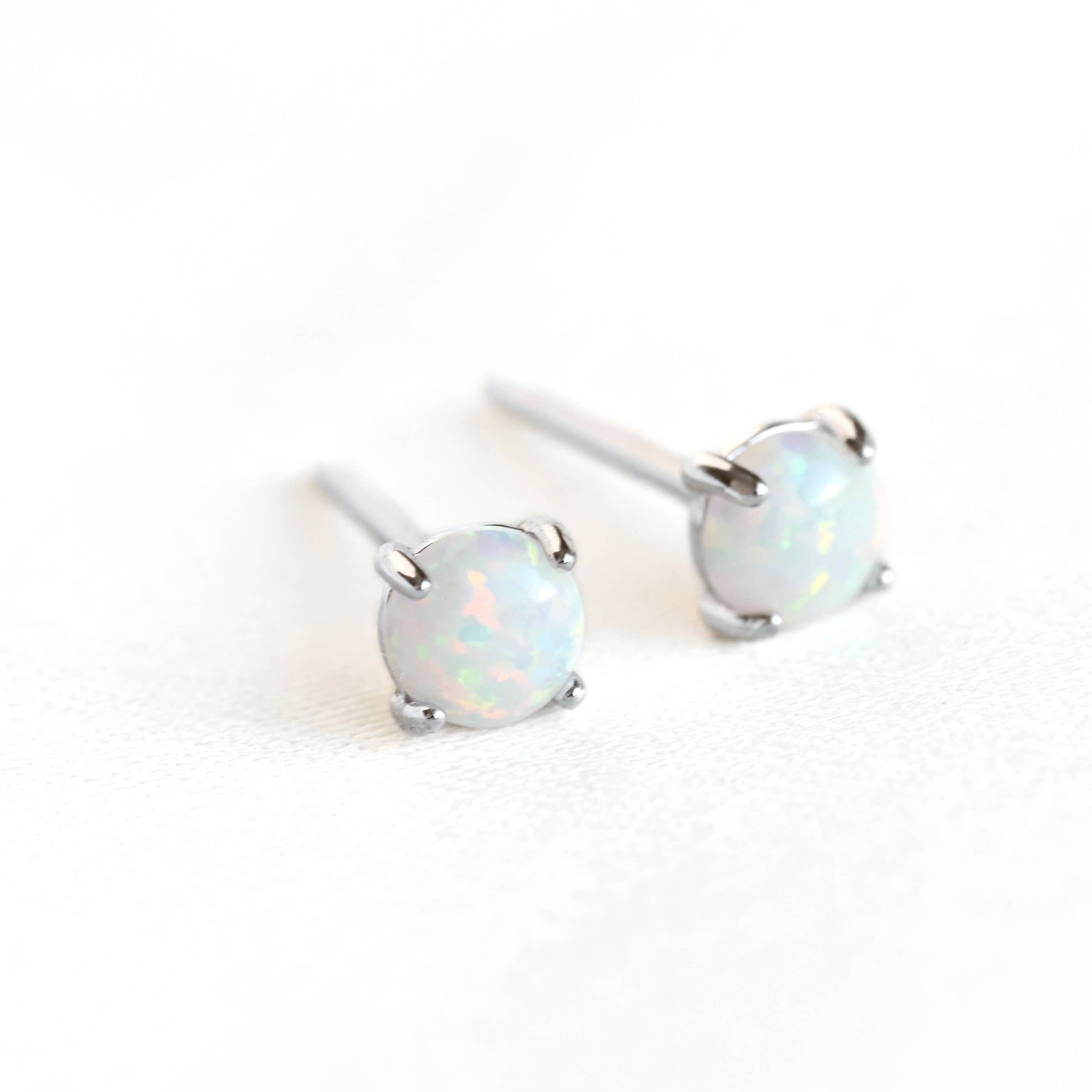 Blueyejewelry - Wholesale Stud/Post Earrings - 925 Silver Opal Studs - Sterling Silver Round Opal Earrings 1
