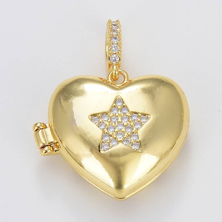Puff Heart Locket Charm, CZ Locket charm for necklace CP1666 for wholesale by Beads Creation