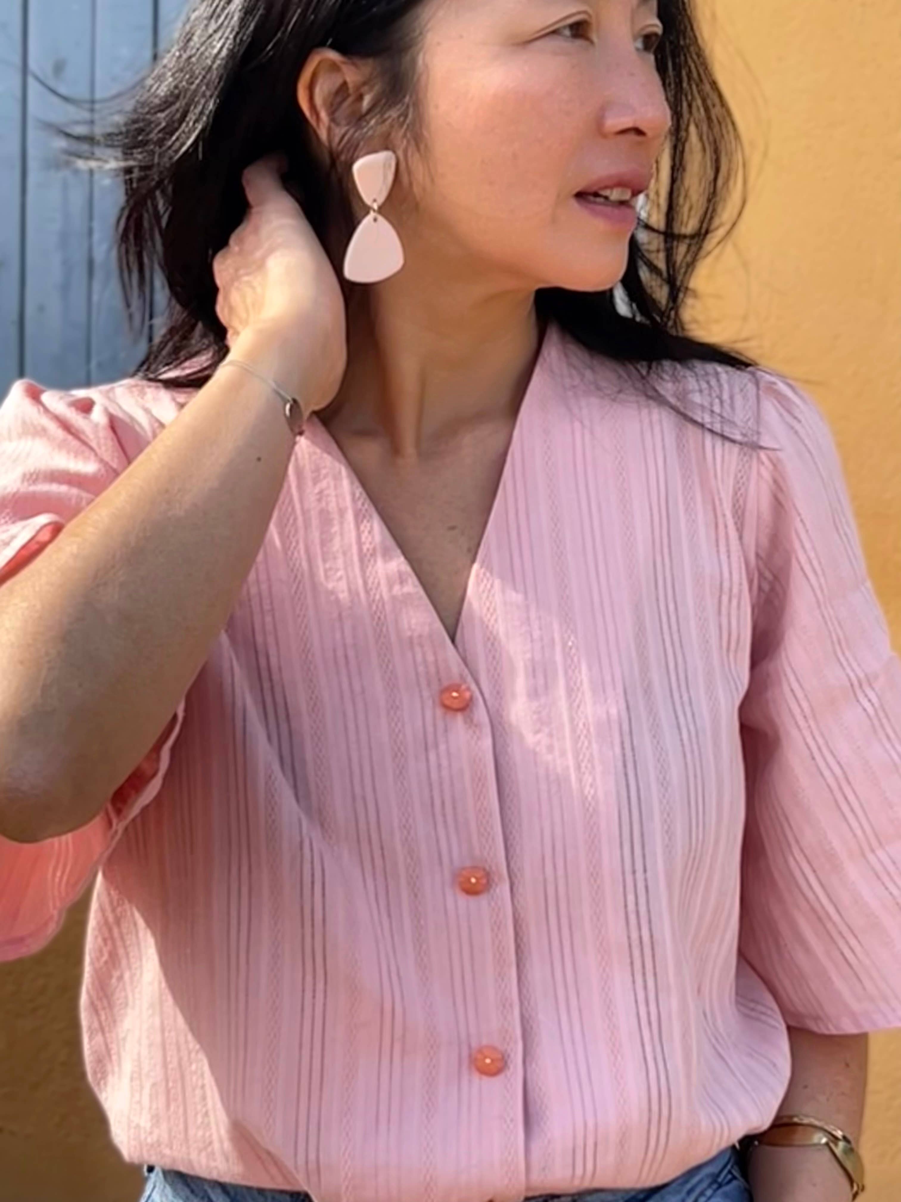 MY DRESS MADE - Wholesale Blouse - Women's - IRIS embroidered fabric in powder pink - 100% cotton3